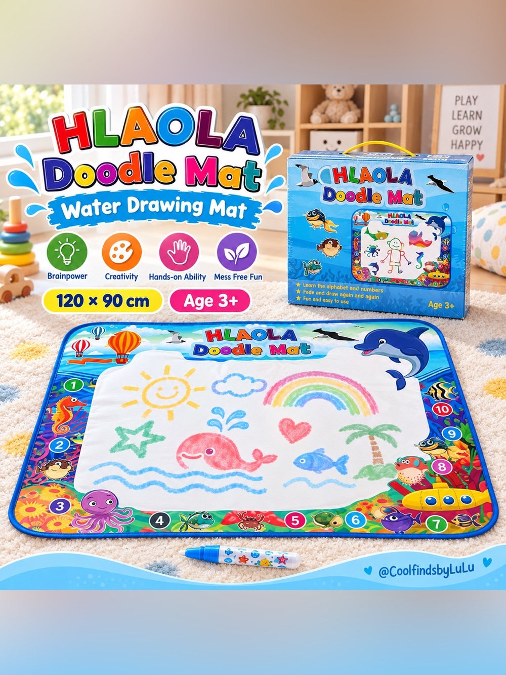 HLAOLA Water Doodle Drawing Mat 120 × 90 cm